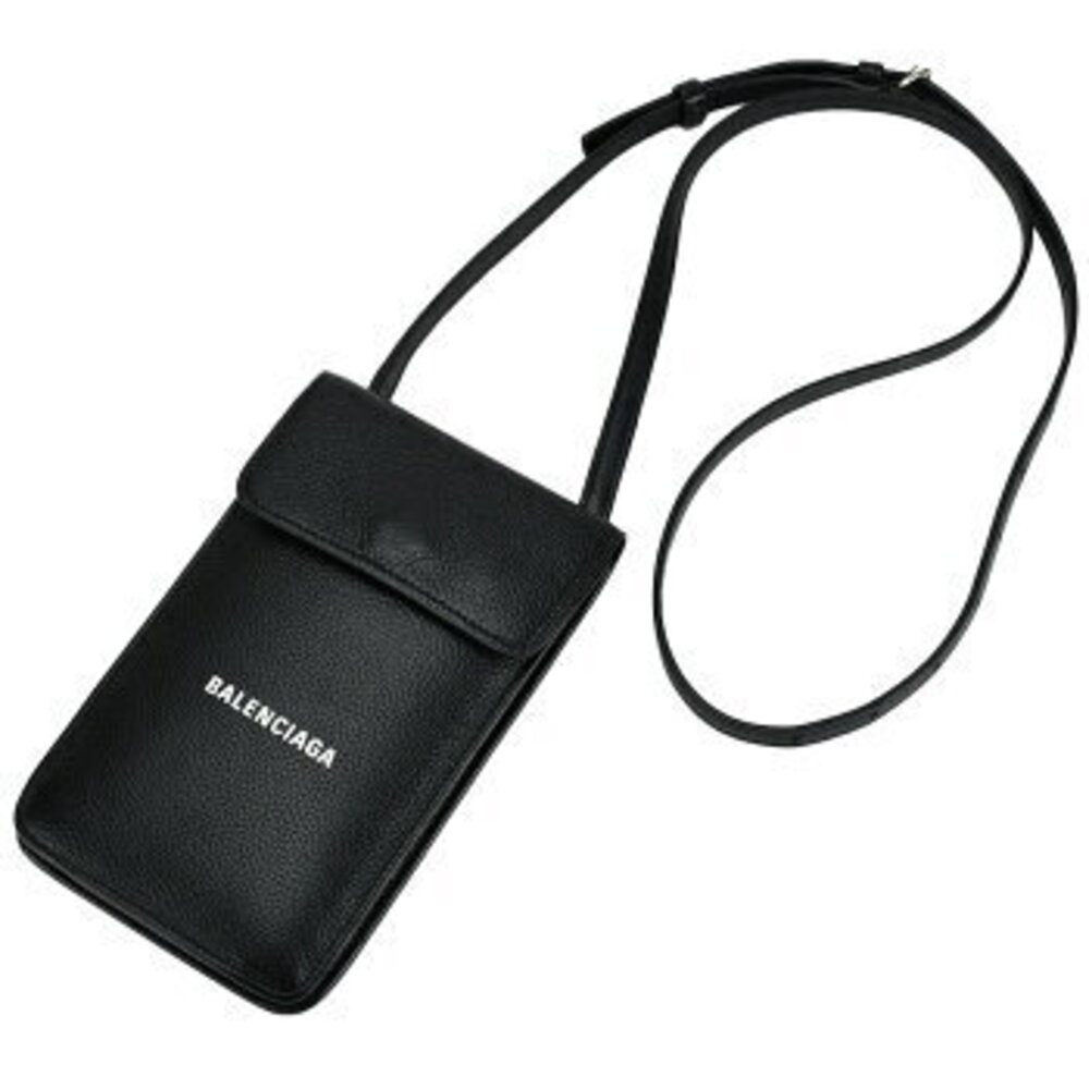 Balenciaga Black CASH Logo Case Smartphone Leather Phone Shoulder Holder